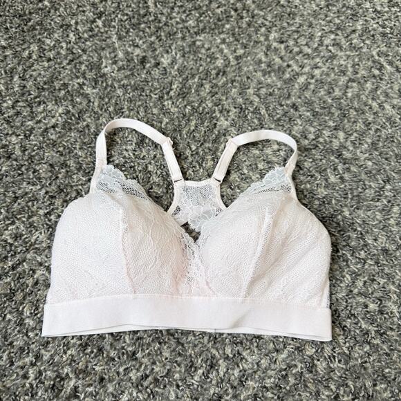 CHANTELLE EVERYDAY LACE RACERBACK WIRE FREE BRA Bralette PINK US M New - Picture 1 of 5